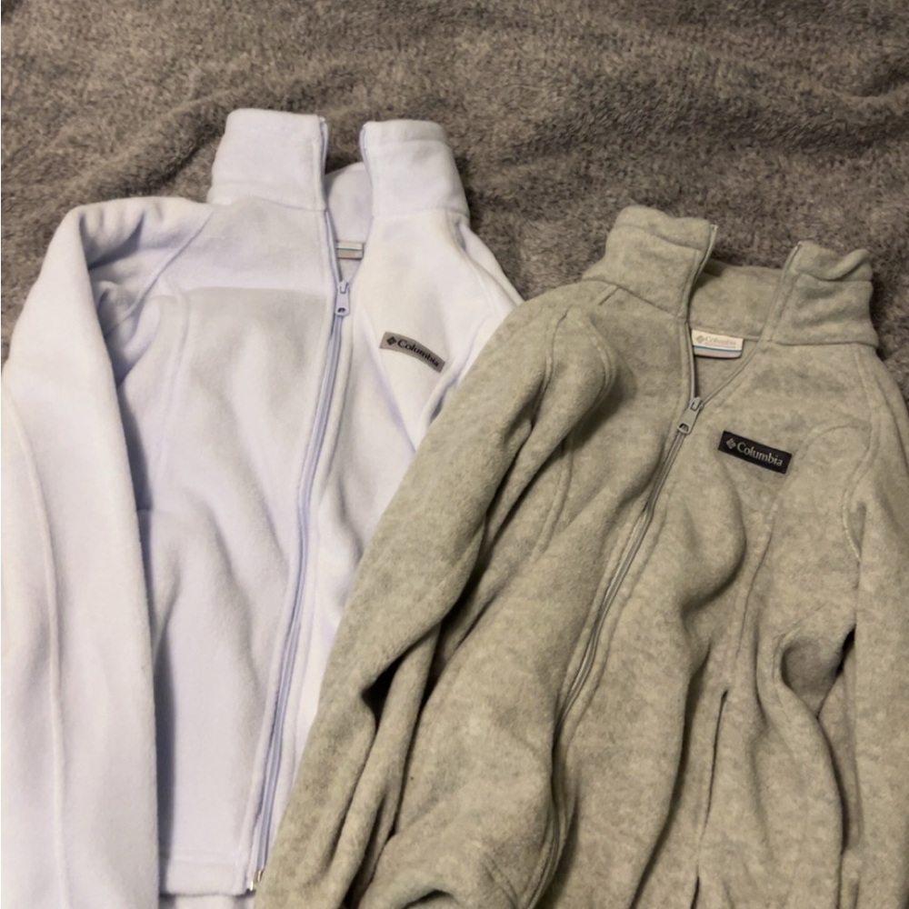 Columbia Soft Fleece Jackets in Light Gray and White